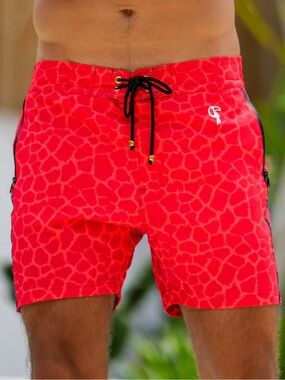 Tucann - Men's Premium Swim Shorts Mirage Red - 5"